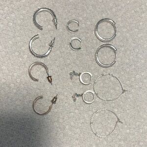 Elegant Silver Hoop Earrings Set